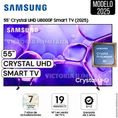 SAMSUNG - Televisor 55" Crystal UHD 55U8000F Smart TV Crystal Procesor 4K Modelo 2025 UN55U8000FGXPE
