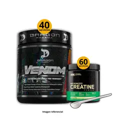 UNIVERSAL NUTRITION - Preentreno Venom Dragon pharma + Creatina Optimum Nutrition de 300gr
