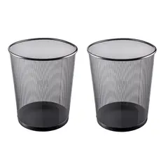 GENERICO - Pack x2 Tachos de Basura Papeleras de metal negro - 30 x 35 cm