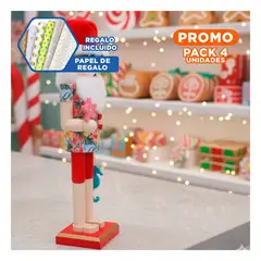 ANIMALIA - Pack4 Figura Cascanuez Playero con Detalle de Caballito de Azul y Rojo 38 cm Y+Papel Regalo