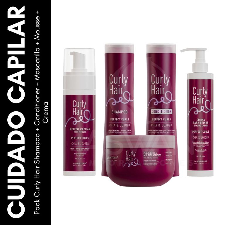 Pack Curly Hair Shampoo + Conditioner + Mascarilla + Mousse + Crema