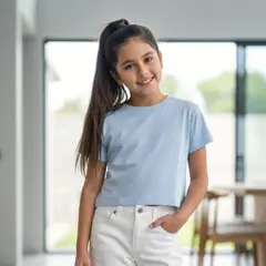 GENERICO - Polo Celeste Manga Corta Niña 100% Algodón - Angela Kids