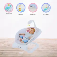 SAN DA ZHU - Silla MECEDORA MUSICAL CON VIBRADOR BAUNCER «3D» PINK