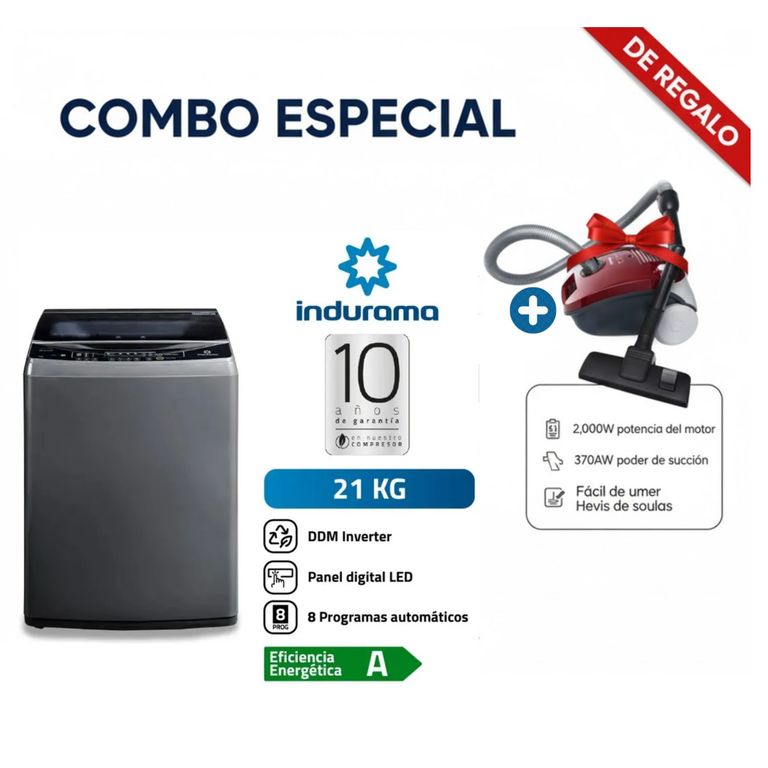 LAVADORA 21KG CARGA SUPERIOR LRI-21CRI + ASPIRADORA SAMSUNG VCC4190V3KXZS 2000W