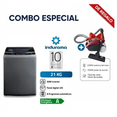 INDURAMA - LAVADORA 21KG CARGA SUPERIOR LRI-21CRI + ASPIRADORA SAMSUNG VCC4190V3KXZS 2000W