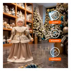 SKYBLOO - Muñeco Mama Noela Decorativo con Ramas Dorado con Azul