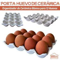 GENERICO - Contenedor Organizador de Huevos Elegante de Loza Fina Blanca - Expendedor Porta Huevos Huevera