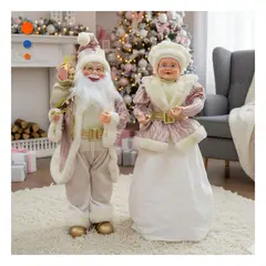 SKYBLOO - Munecos Navidenos de Pareja Santa y Noela 45cm Y+Ligas Regalo