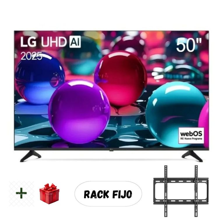 TELEVISOR 50" 50UA7300PSB UHD 4K THINQ AI 2025 + RACK FIJO