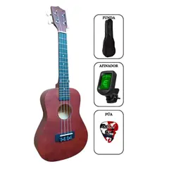 SOUND STAR - UKELELE CONCIERTO Color Wine con Afinador - Funda - Pua