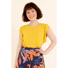 MARWAL - Polo Moria , by , color Mostaza, sin mangas , regular fit