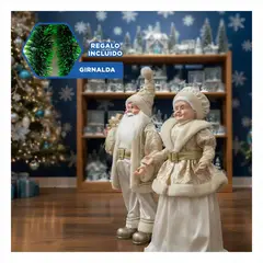 RYBIU IMPORT - Muñecos Pareja Navideña con Detalles Dorados y Blancos Y+Guirnalda Nav