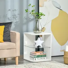 TU MESITA - Velador Moderno Lidia Melamina Blanco 40x40x46