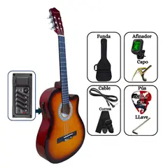 SOUND STAR - Guitarra ELECTROACÚSTICA Sunburst 39″ nylon con accesorios