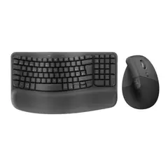 LOGITECH - Kit De Teclado Wave Keys y Mouse Lift Vertical Bt Negro Negro