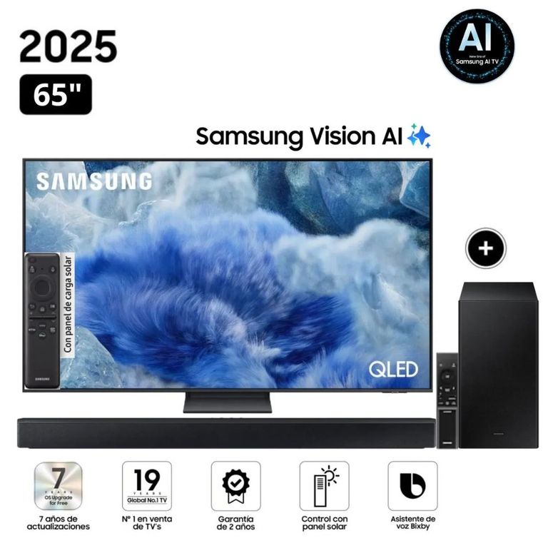 Televisor QLED 65 Visión AI Smart TV QN65Q8FAAGXPE + Soundbar HW-B450F