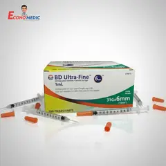 GENERICO - Jeringa para Insulina de 1 ML C/A 31 G X 6 mm CAJA 100 UND - BD ULTRA FINE