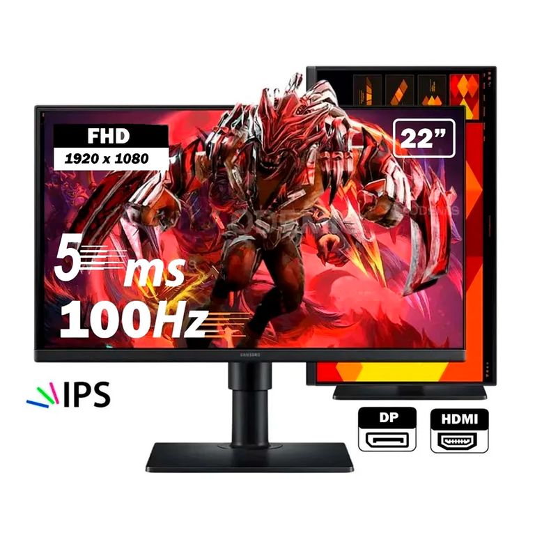 Monitor de 22 pulgadas, panel IPS Full HD 100Hz con HDMI, DisplayPort y USB