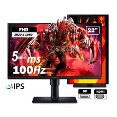 SAMSUNG - Monitor de 22 pulgadas, panel IPS Full HD 100Hz con HDMI, DisplayPort y USB