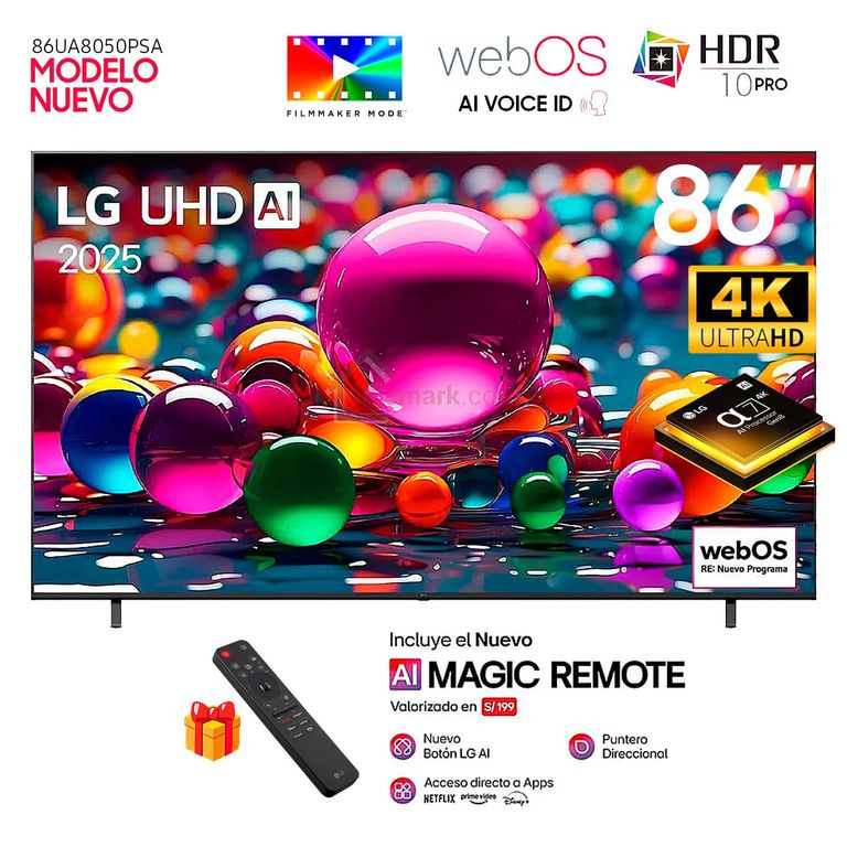 Televisor 86” UHD 4K ThinQ AI 86UA8050PSA Smart TV 2025
