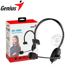 GENIUS - Audífono Mono USB HS-100U con Micrófono Ajustable Negro