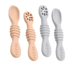 GENERICO - Set 2 Pre Cucharas Para Bebes con estuche de silicona niña