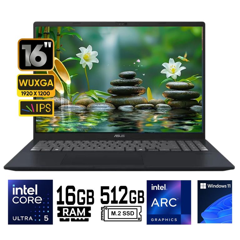 Laptop VivoBook 16 X1607CA-MB058 Intel Core Ultra 5-255H Ram 16Gb SSD 512Gb 16" WUXGA Win11