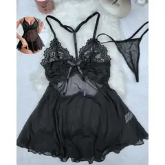 GENERICO - Set de Lencería negro para mujer S - BABYDOLL