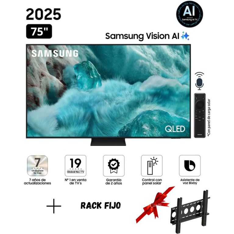 TELEVISOR QLED 75 QN75Q7FAAGXPE VISIÓN AI SMART TV + RACK FIJO