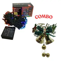OEM - Combo Luz con Panel Solar Navideño de 10 Metros + CAMPANA