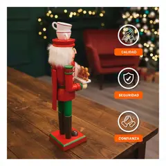 GENERICO - Muñeco Cascanuez Postres Navideños con Jengibres para Decoración Festiva Rojo Verde 38 cm