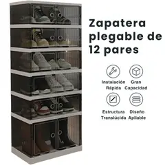 GENERICO - Organizador Zapatera Plegable Para 12 Pares - Negro