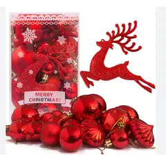 GENERICO - Adornos navideños 30 Piezas ROJO