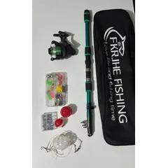 GENERICO - COMBO CAÑA DE PESCAR CON SEÑUELOS TURQUESA