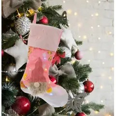 GENERICO - Adorno navideño Bota Rosada de Navidad con luces