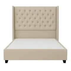 GENERICO - Cama Tapizada Confort Capitoné Beige 1.5 Plz