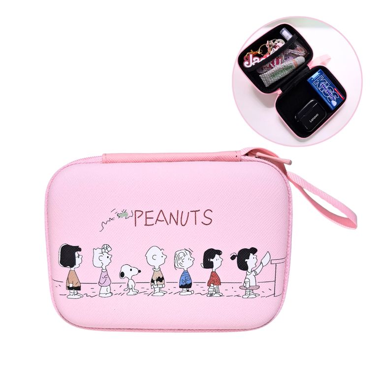 ESTUCHE MEDIANO PORTÁTIL PARA CABLES AURICULARES - ROSADO