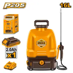 INGCO TOOLS - MOCHILA PULVERIZADORA FUMIGADORA INGCO 20V 16L + 1 BATERÍA 2.0AH + CARGADOR CSPLI20162