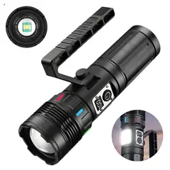 LIDIMI - Linterna LED Táctica 50W 2000m con Zoom Telescópico COB Lateral y Batería 10000mAh