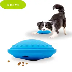 GENERICO - Disco Dispensador De Comida Para Perros Y Gatos De Goma Azul