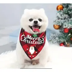 GENERICO - PAÑOLETA NAVIDEÑA PARA MASCOTA DISEÑO MERRY CHRISTMAS ROJO