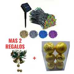 OEM - Luz con Panel Solar Navideño de 10 Metros + 2 REGALOS EXCLUSIVO