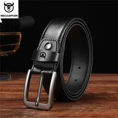 BULLCAPTAIN - - Correa cinturón de Cuero Mate PD009-BK - Negro