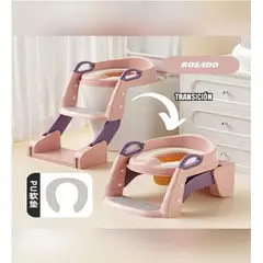 GENERICO - ESCALERA DE BAÑO Y BACIN CON COJIN DE CUERO PU - rosado