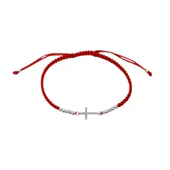 SANTORAL - Pulsera Cruz - Hilo Rojo y Plata