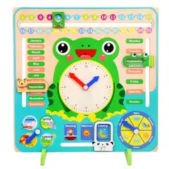 GENERICO - Juego Didáctico de Madera Calendario Reloj Educativo Rana