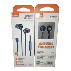 GENERICO - AURICULARES EWTTO TIPO C AZUL MANOS LIBRES SIN REGULADOR ET-A1996M