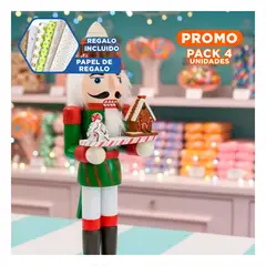 GENERICO - Pack4 Escultura Cascanuez con Detalle de Casa Galleta para Repisa y Estanteria Y+Papel Regalo