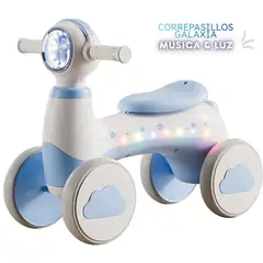 GENERICO - Triciclo Correpasillos Espacial Musical & Luz para Niños color Celeste