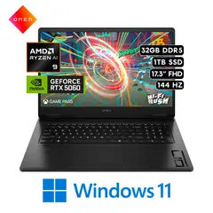 HP - LAPTOP GAMER OMEN 17 RYZEN AI 9-365HX 32GB 1TB SSD, RTX 5060 8GB 17.3 QHD 144HZ WIN11